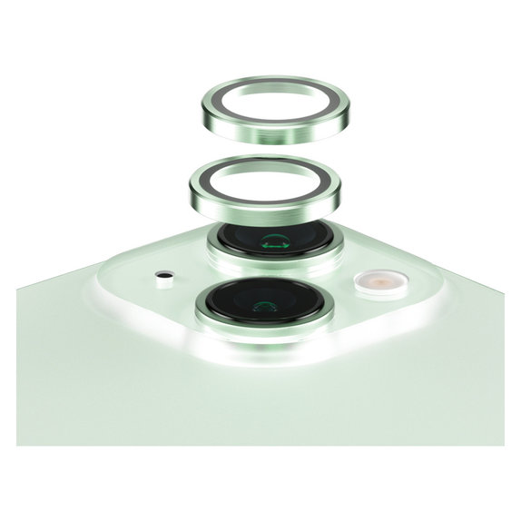 Camera Lens Protector Hoops for iPhone 15/15 Plus, Green, PanzerGlass