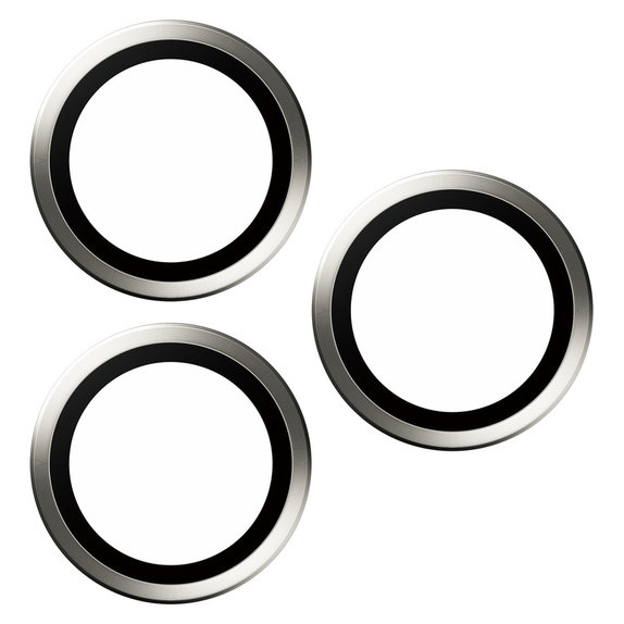 Camera Lens Protector Hoops for iPhone 15 Pro/15 Pro Max, White Metal, PanzerGlass
