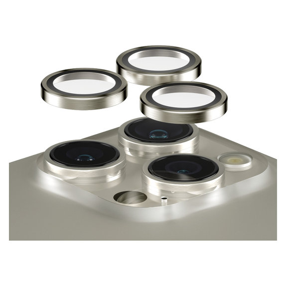 Camera Lens Protector Hoops for iPhone 15 Pro/15 Pro Max, Natural Metal, PanzerGlass