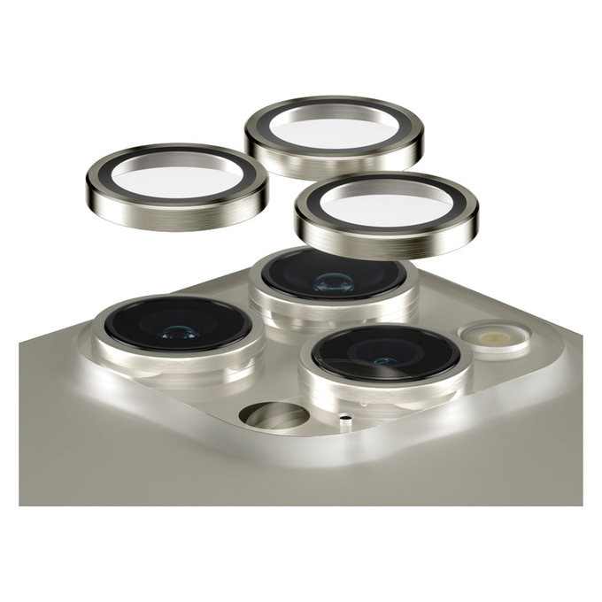 Camera Lens Protector Hoops for iPhone 15 Pro/15 Pro Max, Natural Metal, PanzerGlass