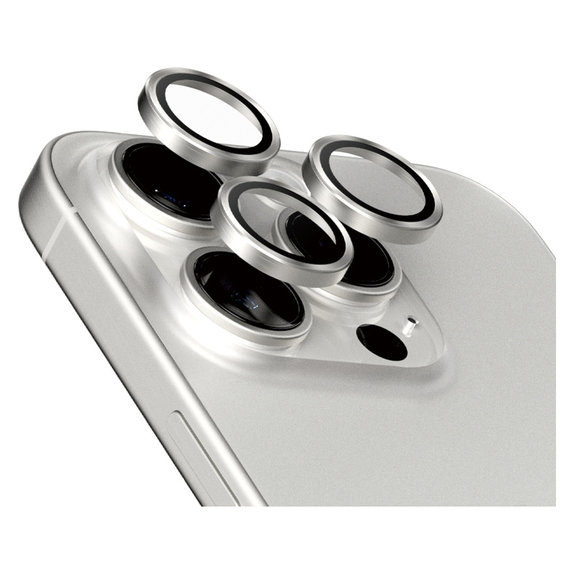 Camera Lens Protector Hoops for iPhone 15 Pro/15 Pro Max, White Titanium, PanzerGlass