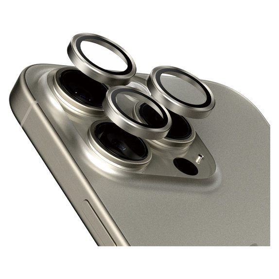 Camera Lens Protector Hoops for iPhone 15 Pro/15 Pro Max, Natural Titanium, PanzerGlass