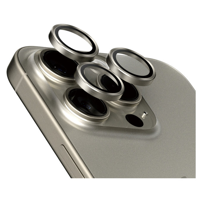 Camera Lens Protector Hoops for iPhone 15 Pro/15 Pro Max, Natural Titanium, PanzerGlass