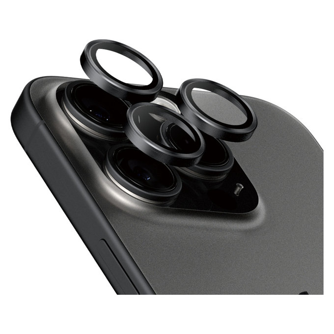 Camera Lens Protector Hoops for iPhone 15 Pro/15 Pro Max, Black Titanium, PanzerGlass