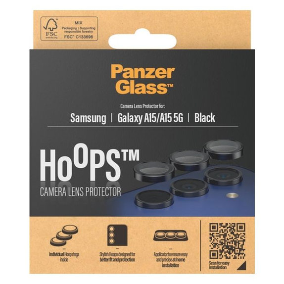 PanzerGlass - Rear Camera Lens Protector Hoops for Samsung Galaxy A15, black