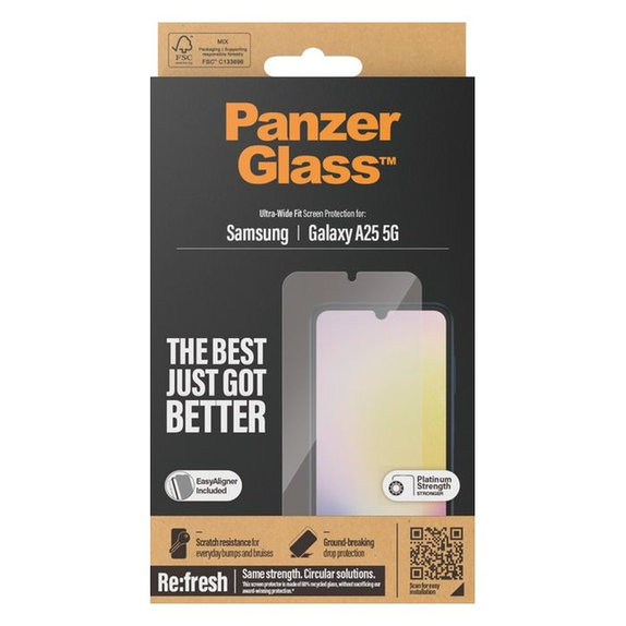 PanzerGlass - Tempered Glass Re:fresh UWF with aplicator for Samsung Galaxy A25 5G, black
