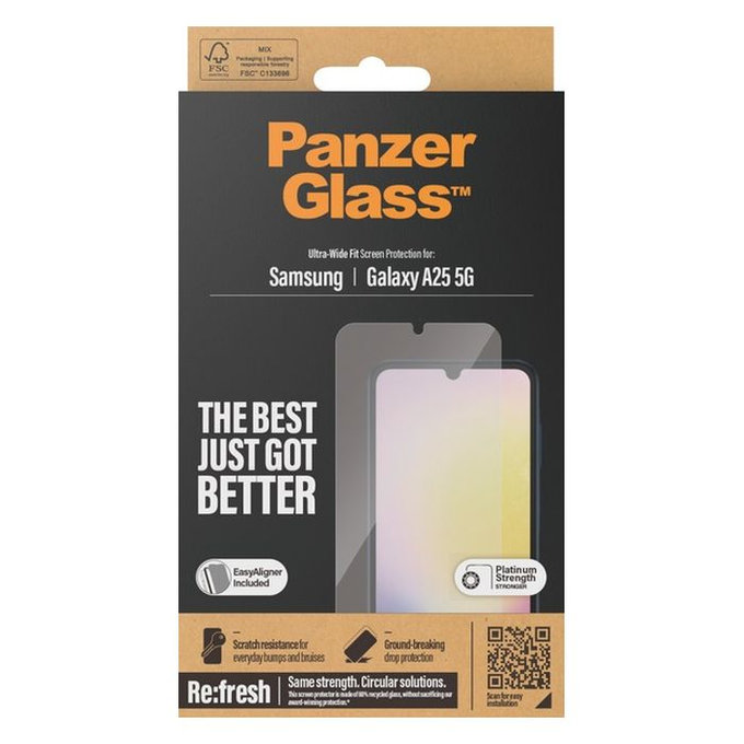 PanzerGlass - Tempered Glass Re:fresh UWF with aplicator for Samsung Galaxy A25 5G, black