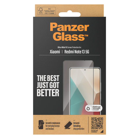 Tempered Glass UWF for Xiaomi Redmi Note 13, Black, PanzerGlass