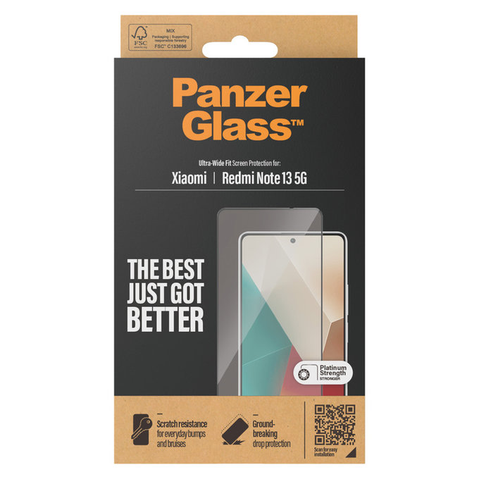 Tempered Glass UWF for Xiaomi Redmi Note 13, Black, PanzerGlass