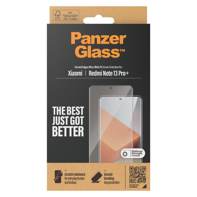 Tempered Glass UWF for Xiaomi Redmi Note 13 Pro+, Black, PanzerGlass