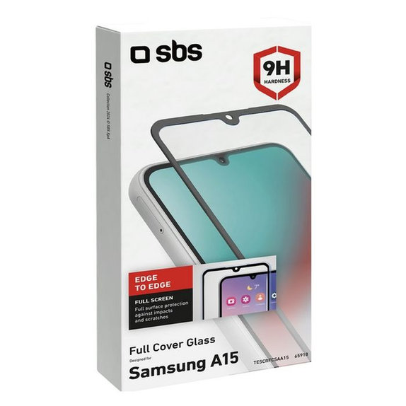 SBS - Tempered Glass Full Cover for Samsung Galaxy A15 5G, black