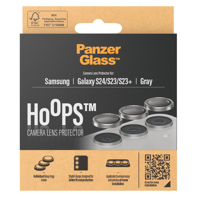 Camera Lens Protector Hoops for Samsung Galaxy S24/S23/S23+, Gray, PanzerGlass