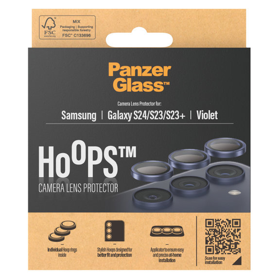 Camera Lens Protector Hoops for Samsung Galaxy S24/S23/S23+, Purple, PanzerGlass