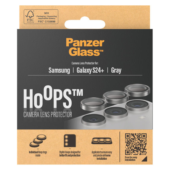 Camera Lens Protector Hoops for Samsung Galaxy S24+, Gray, PanzerGlass