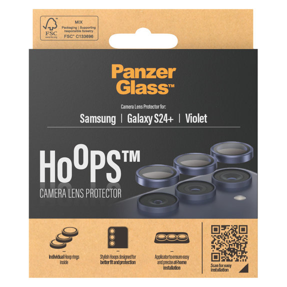 Camera Lens Protector Hoops for Samsung Galaxy S24+, Purple, PanzerGlass