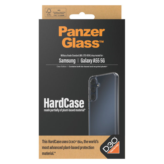 Case HardCase D3O for Samsung Galaxy A55 5G, Transparent, PanzerGlass