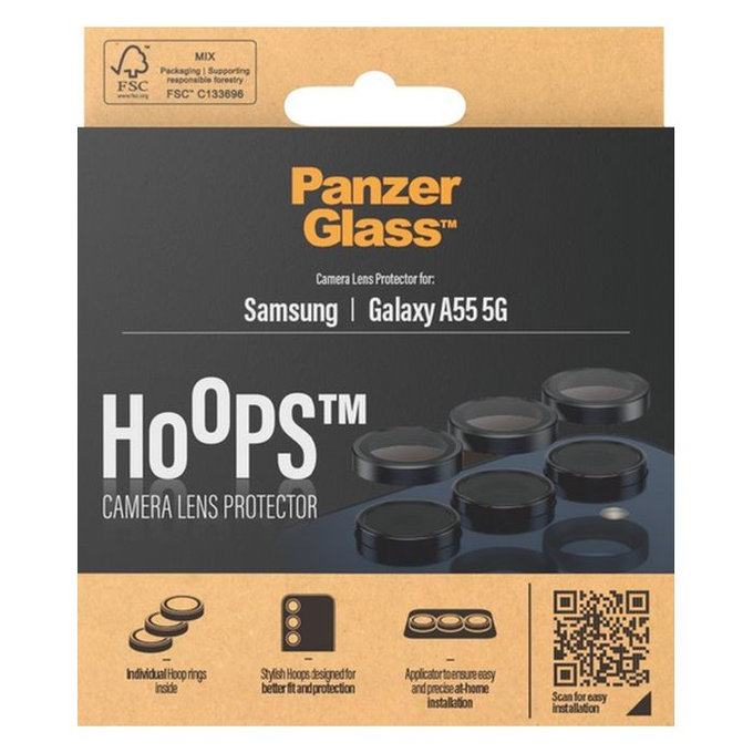 PanzerGlass - Rear Camera Lens Protector Hoops for Samsung Galaxy A55, black