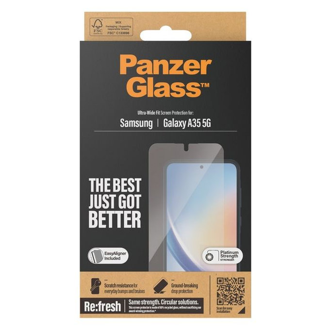 PanzerGlass - Tempered Glass Re:fresh UWF with aplicator for Samsung Galaxy A35 5G, black