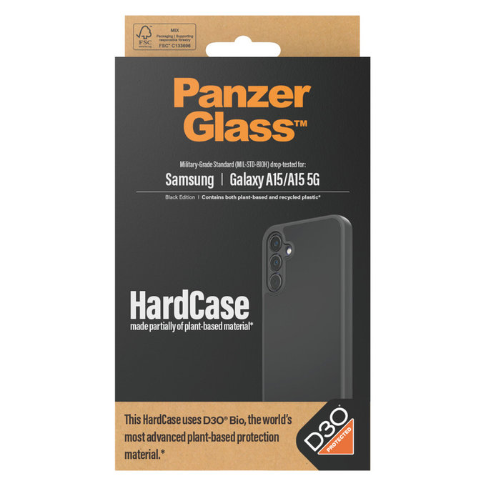 Case HardCase D3O for Samsung Galaxy A15/A15 5G, Black, PanzerGlass
