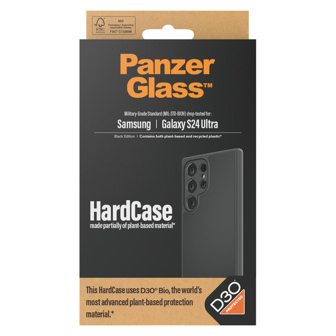 Case HardCase D3O for Samsung Galaxy S24 Ultra, Black, PanzerGlass