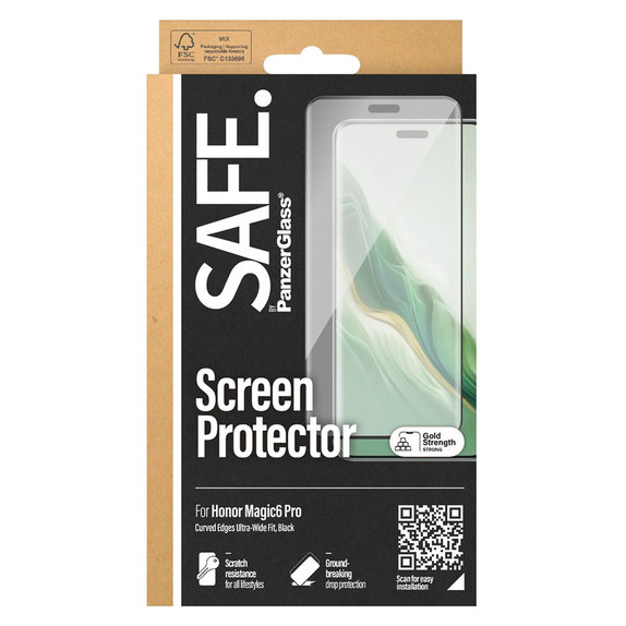 Tempered Glass UWF for Honor Magic6 Pro, Black, SAFE by PanzerGlass