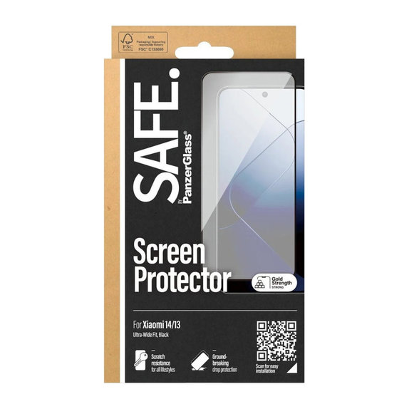 Tempered Glass UWF for Xiaomi 14/13, Black, SAFE by PanzerGlass