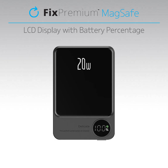 FixPremium - MagSafe PowerBank with LCD 10 000mAh, black