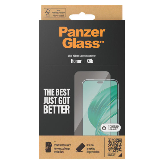 Tempered Glass UWF for Honor 90 Smart, Black, PanzerGlass