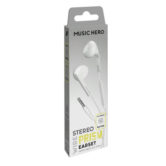 Music Hero - Headphones PRISM, 3.5mm jack, white