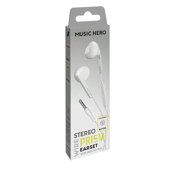 Music Hero - Headphones PRISM, 3.5mm jack, white