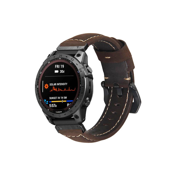 FixPremium - Leather Strap for Garmin (QuickFit 22mm), brown