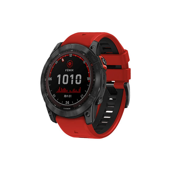 FixPremium - Two-tone Silicone Strap for Garmin (QuickFit 26mm), red