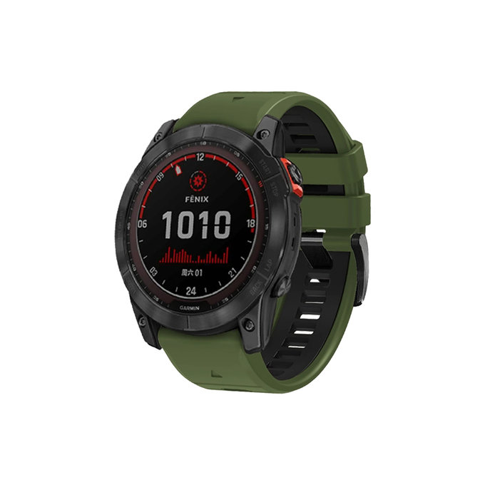 FixPremium - Two-tone Silicone Strap for Garmin (QuickFit 20mm), dark green