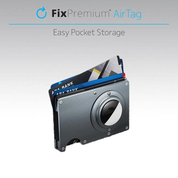 FixPremium - AirTag Carbon Wallet with Clip, red