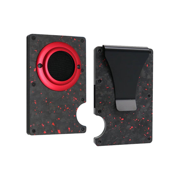 FixPremium - AirTag Carbon Wallet with Clip, red