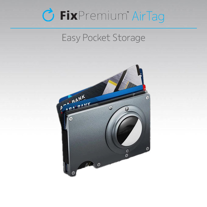 FixPremium - AirTag Carbon Wallet with Clip, blue
