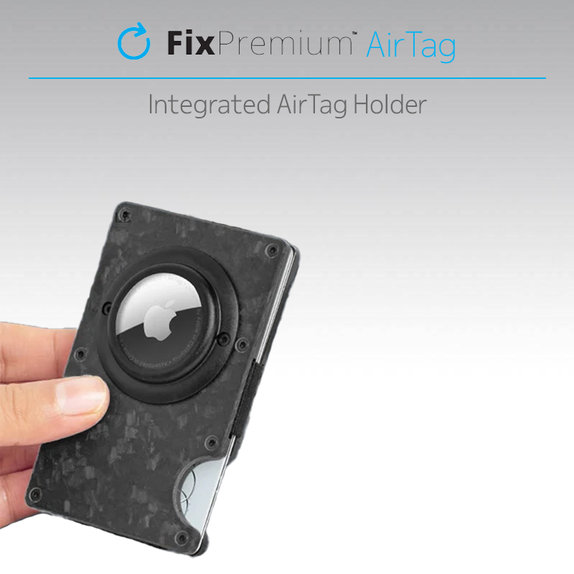 FixPremium - AirTag Carbon Wallet with Clip, blue