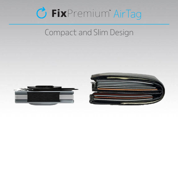 FixPremium - AirTag Carbon Wallet with Clip, blue