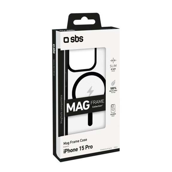 SBS - Mag Frame Case Compatible with MagSafe for iPhone 15 Pro, black