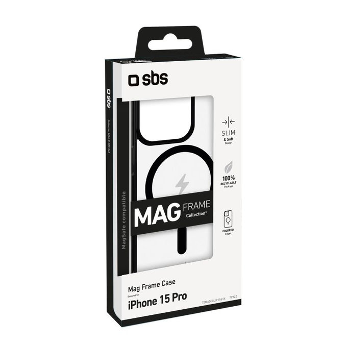 SBS - Mag Frame Case Compatible with MagSafe for iPhone 15 Pro, black