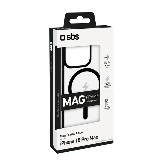 SBS - Mag Frame Case Compatible with MagSafe for iPhone 15 Pro Max, black
