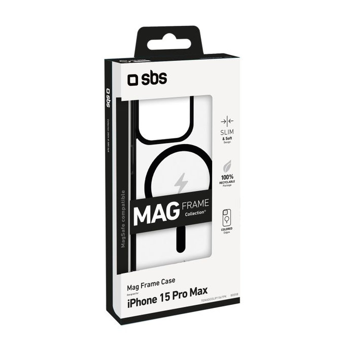 SBS - Mag Frame Case Compatible with MagSafe for iPhone 15 Pro Max, black
