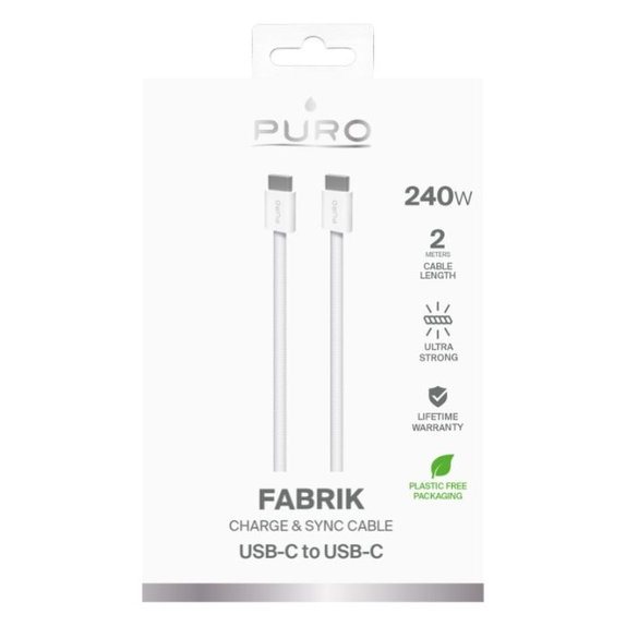 PURO - USB-C Cable / USB-C, 240W, Fabrik FABK4, 2 m, white