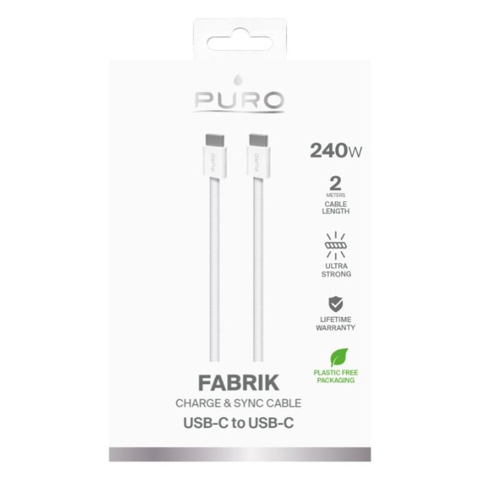 PURO - USB-C Cable / USB-C, 240W, Fabrik FABK4, 2 m, white