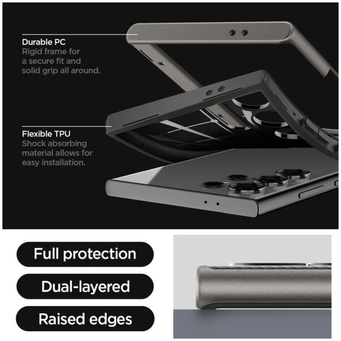 Spigen - Case Neo Hybrid for Samsung Galaxy S24 Ultra, Gunmetal