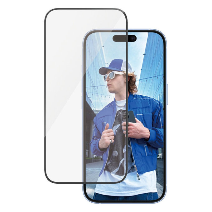 UWF Tempered Glass with Applicator for iPhone 16/15, Black, PanzerGlass