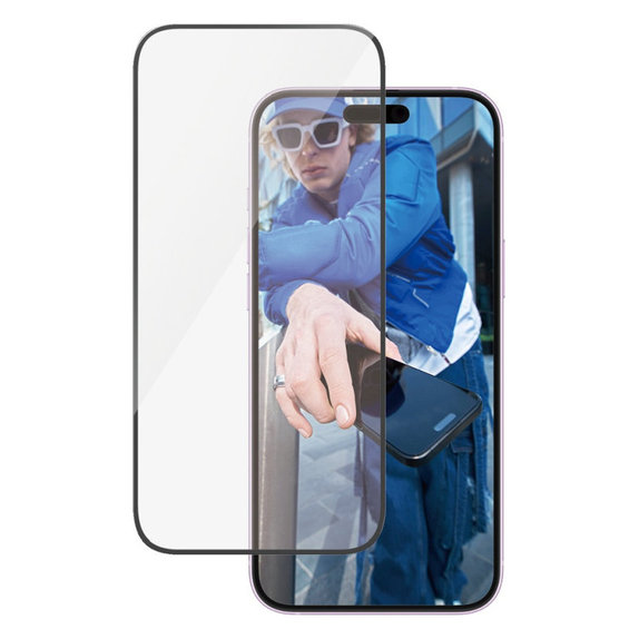 Tempered Glass UWF with Applicator for iPhone 16 Plus/15 Plus, Black, PanzerGlass