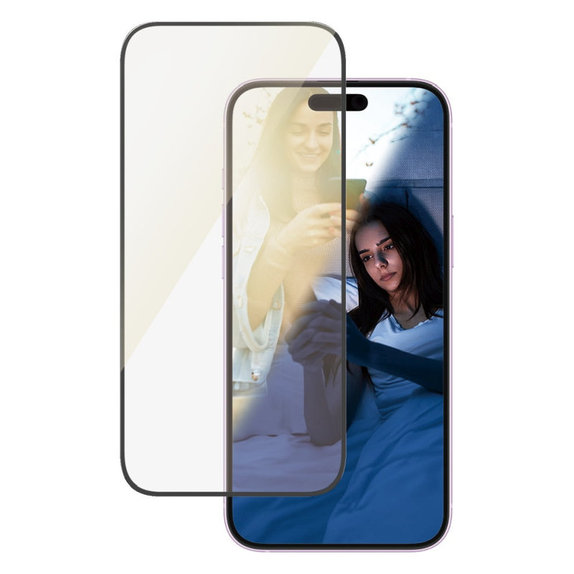 Tempered Glass UWF Eyecare with Applicator for iPhone 16 Plus/15 Plus, Black, PanzerGlass