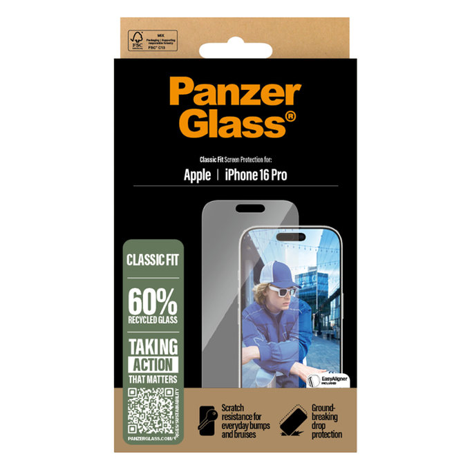 PanzerGlass - Tempered Glass for iPhone 16 Pro, transparent