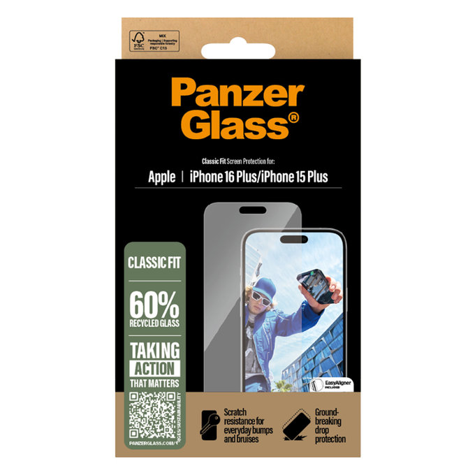 PanzerGlass - Tempered Glass for iPhone 16 Plus, transparent